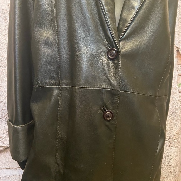 Bod & Christensen Long Black Leather Jacket - Picture 3 of 11